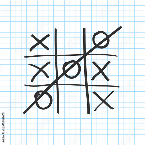 Tic tac toe. Noughts and crosses board game icon isolated. Vector