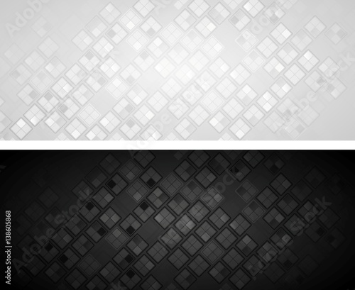 Vector black and grey banners with squares