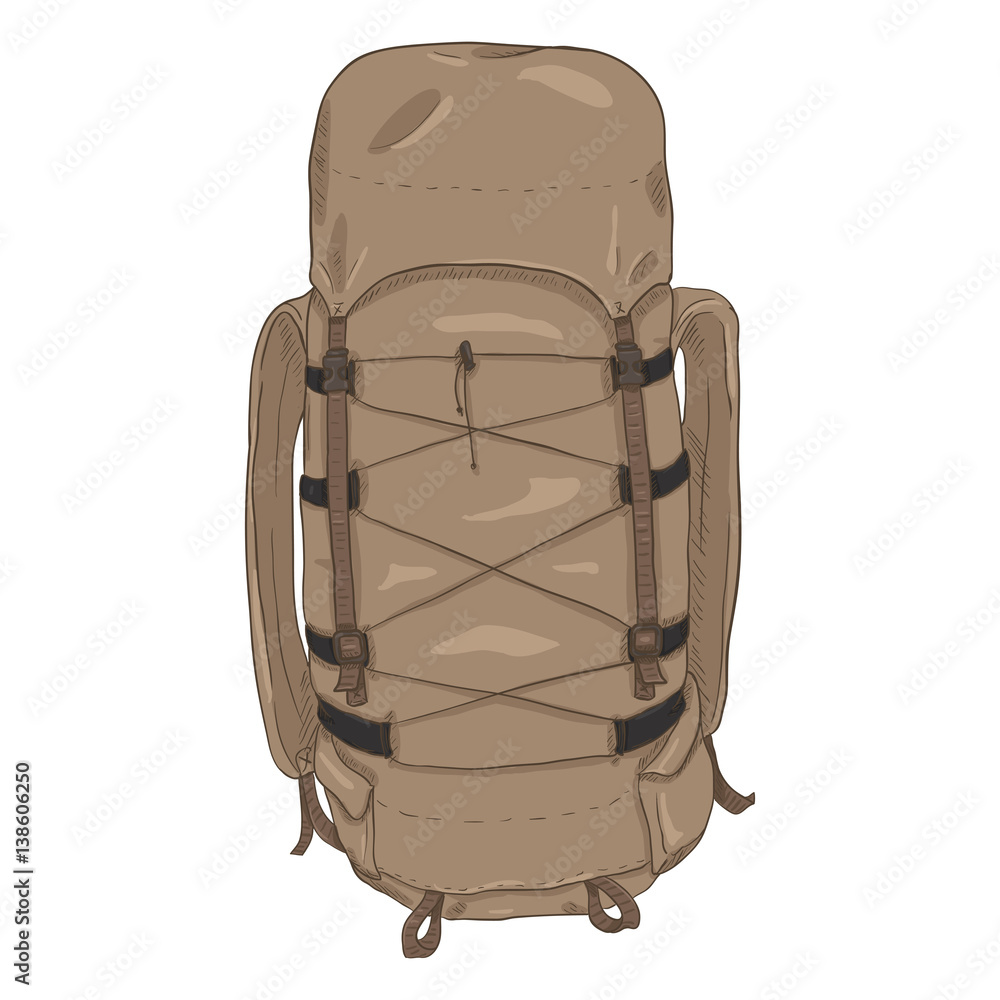 Vector Single Cartoon Hiking Backpack