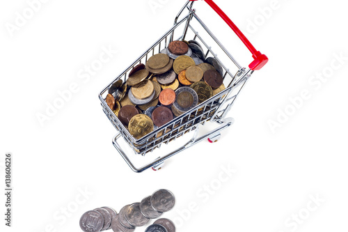 Wallpaper Mural Finance Conceptual,Coins in shopping trolley Torontodigital.ca