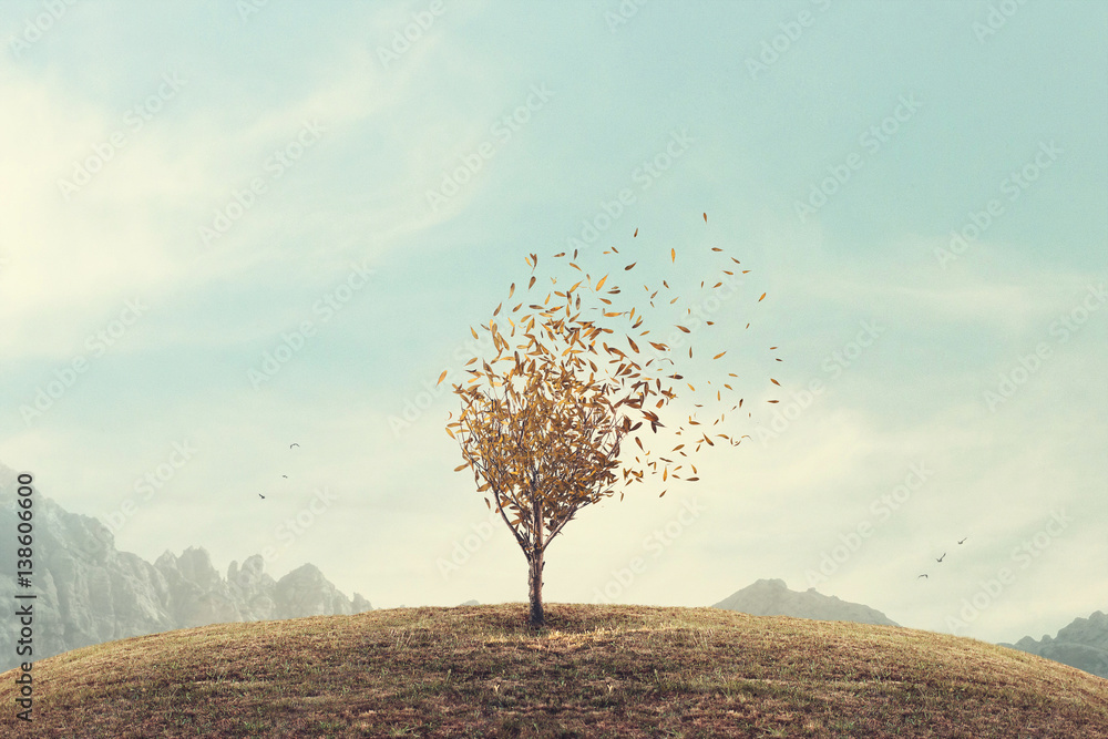 Obraz premium surrealistyczne jesienne liście