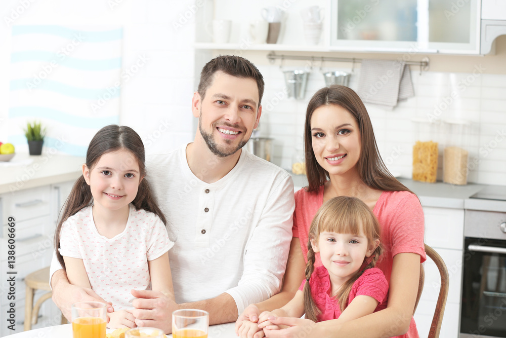 Happy family on kitchen at home Happy family on kitchen at home