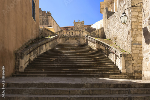 Baroque staircase in Old Town Dubrovnik, the way to Church of St. Ignatius