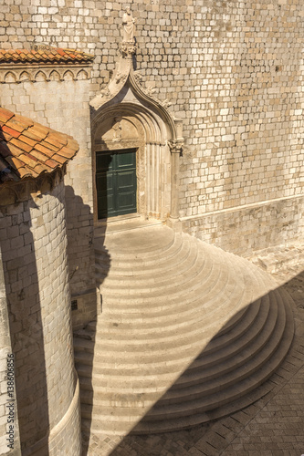 Baroque steep staircase in Old Town Dubrovnik view from City Walls