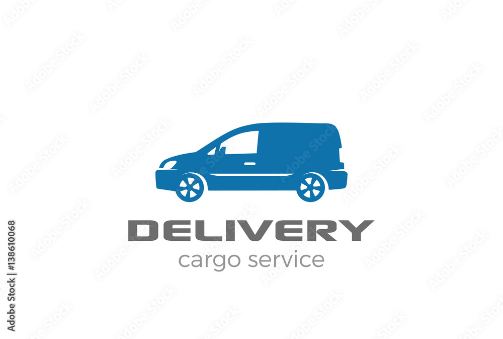 Delivery van car Logo vector. Cargo Auto Vehicle silhouette icon