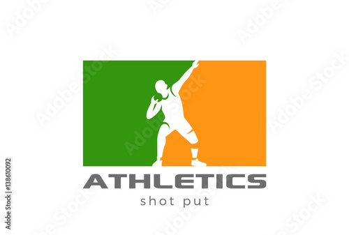 Athlete shot put silhouette Logo vector. Sport Athletics icon