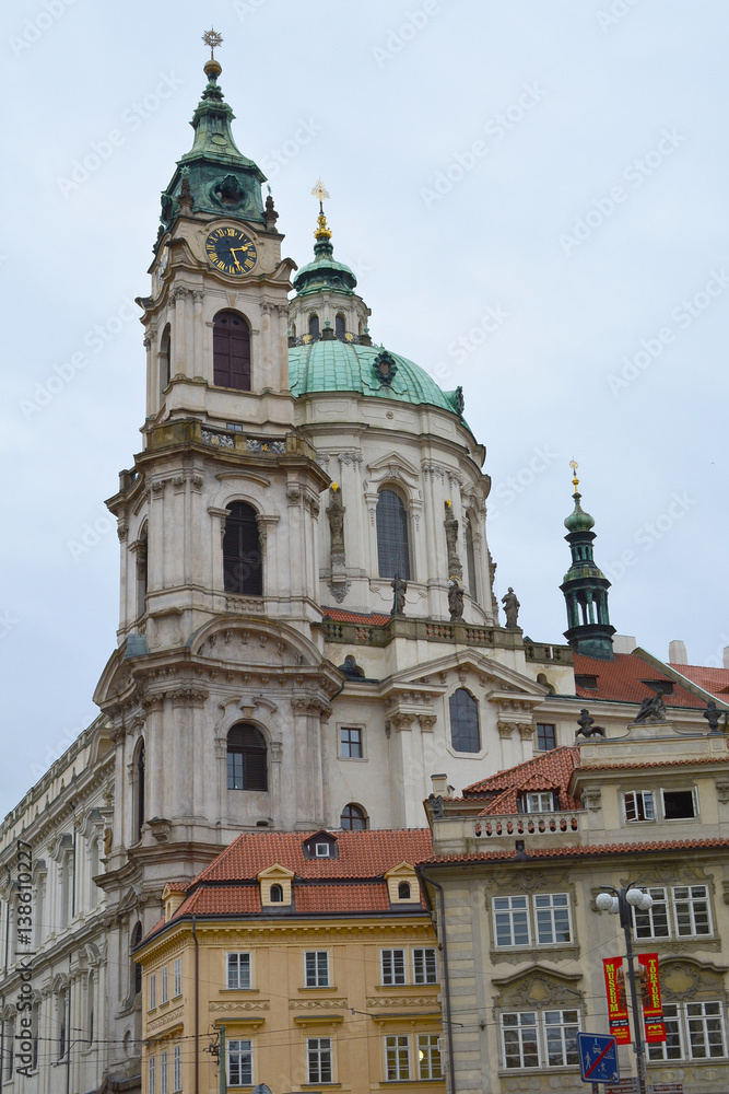 Prague, Czech Republic - October 8, 2015 : Old Town square with architecture buildings Mobile photo. Famous tourist and traveler routs.