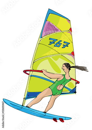 windsurfing - cartoon