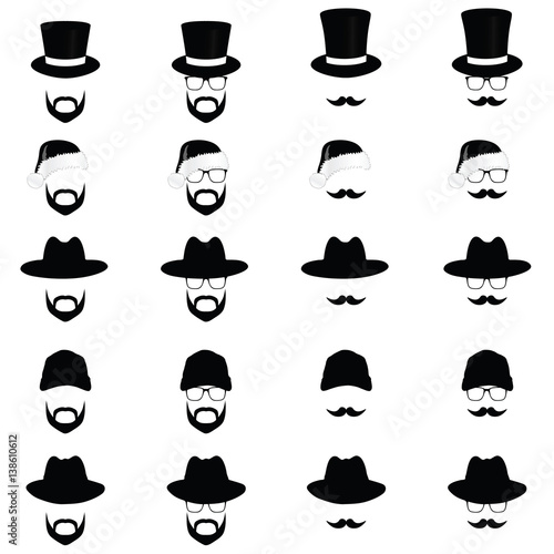 face with different hat vector illustration