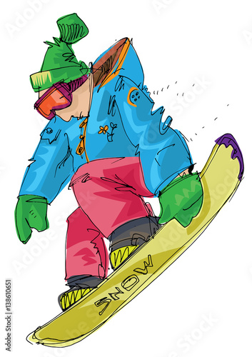 snowboarding - cartoon