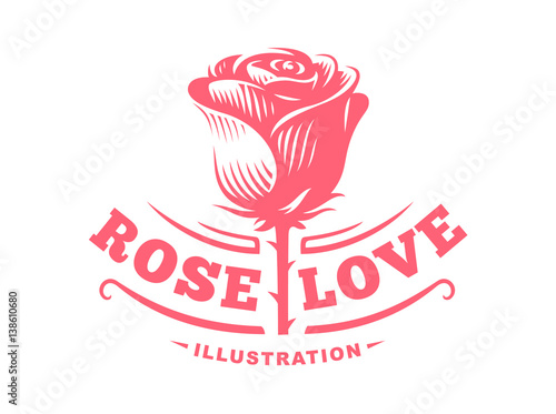 Red rose logo - vector illustration, emblem design on white background