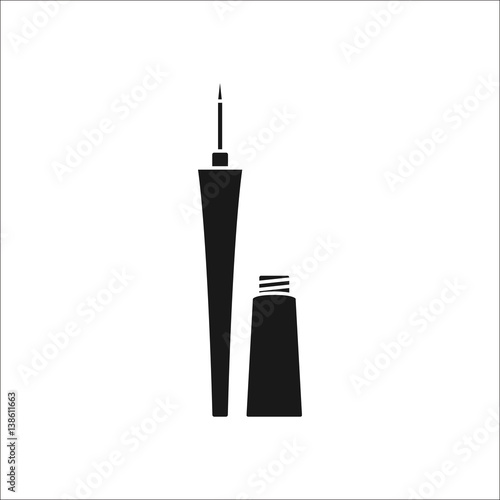 Matt liquid eyeliner simple silhouette icon on background