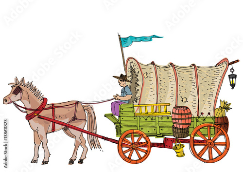 Covered wagon - cartoon