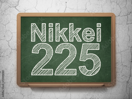 Принти на полотні Stock market indexes concept: Nikkei 225 on chalkboard background