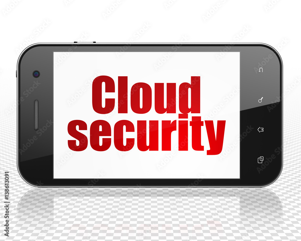 Cloud computing concept: Smartphone with Cloud Security on display Cloud computing concept: Smartphone with Cloud Security on display