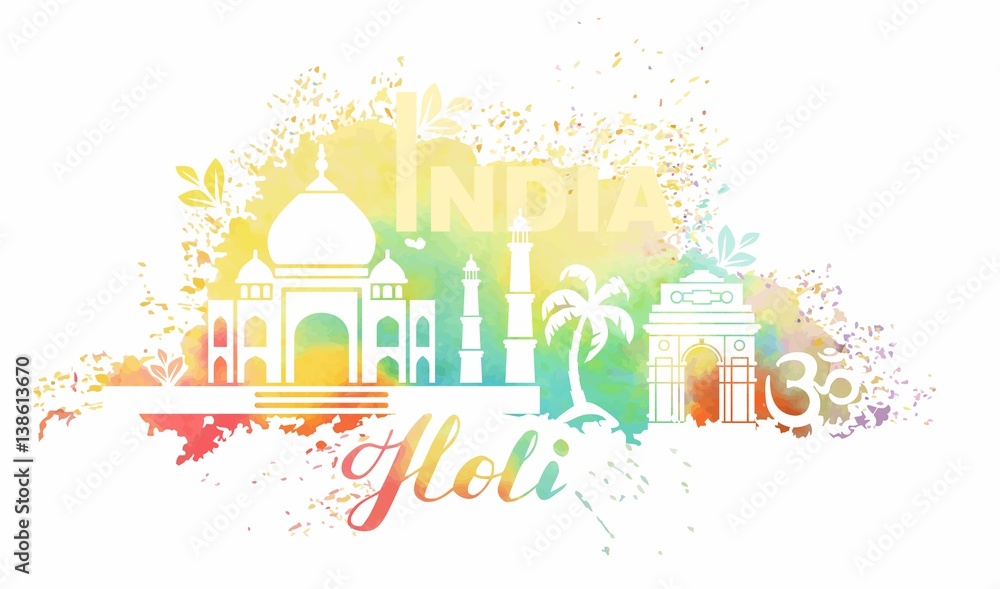Postcard for the holiday of Holi in India