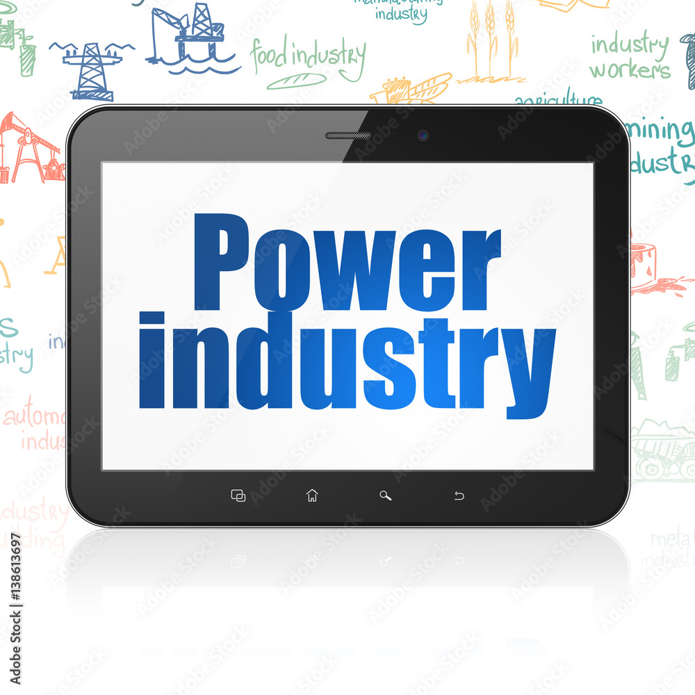 Industry concept: Tablet Computer with Power Industry on display Industry concept: Tablet Computer with Power Industry on display