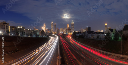 Panorama of Atlanta city night skyline