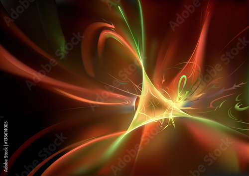 Abstract Artistic Background with Light Waves - Detailed Colorful Illustratio...