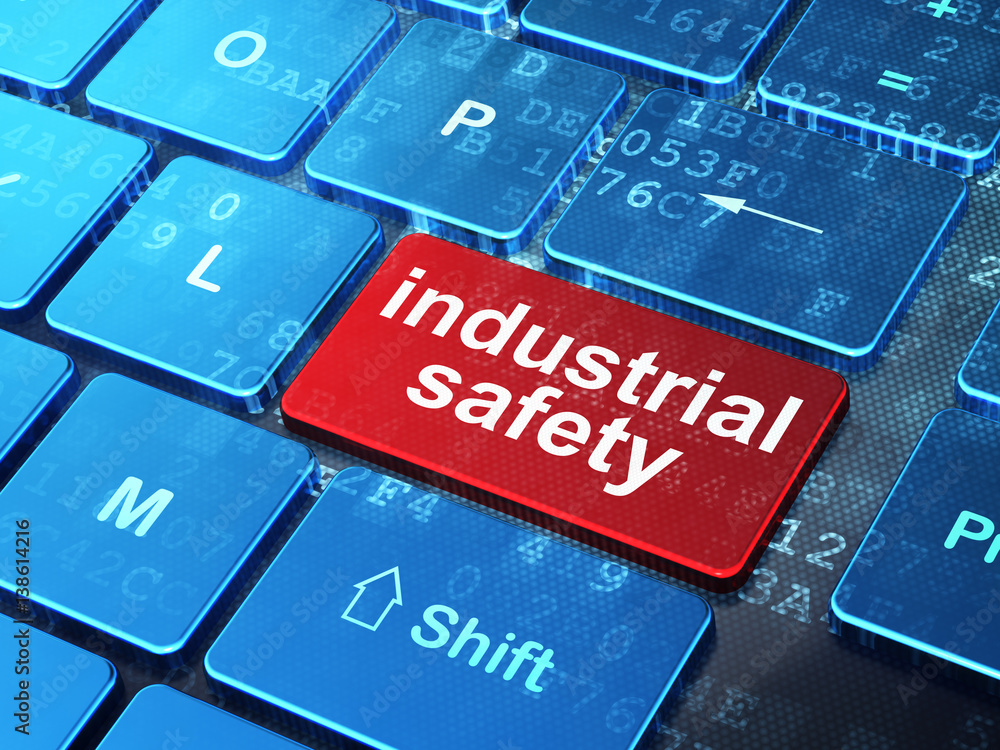 Fototapeta premium Constructing concept: Industrial Safety on computer keyboard background