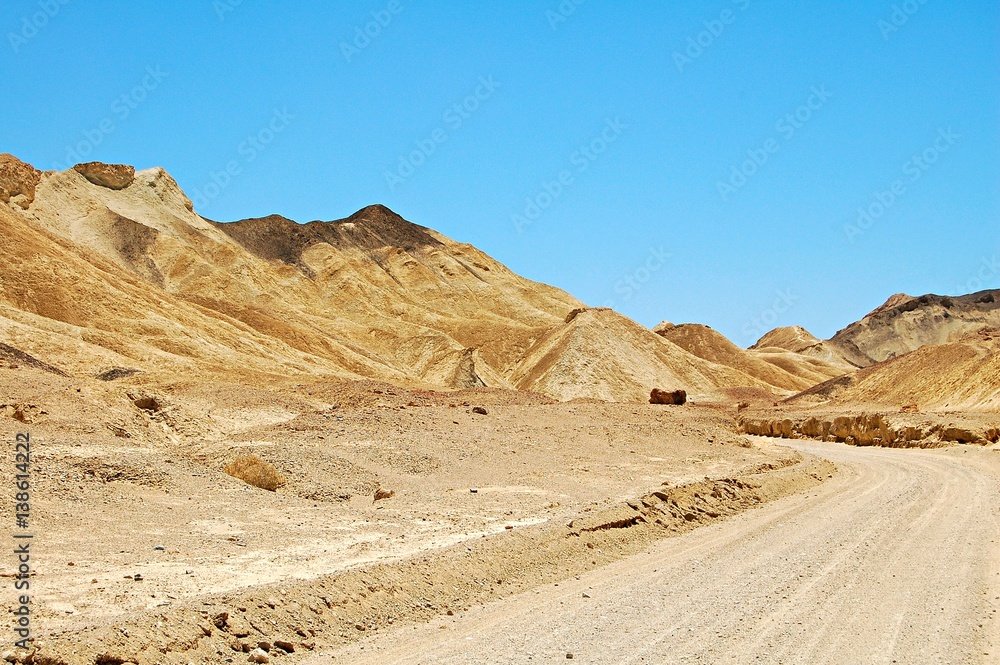 Moon landscape in the Death Valley National Park in the western part of the USA