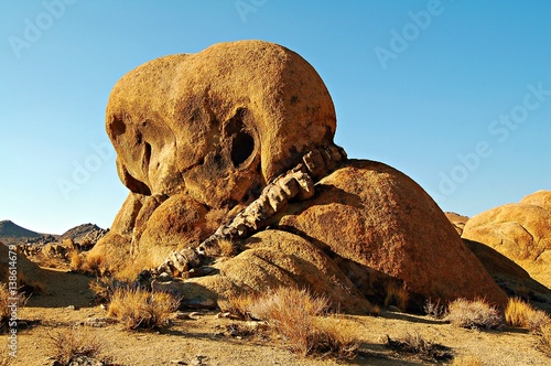 Beautiful stone formation at the famous Lone Pine in the Alabama Hills in the USA photo