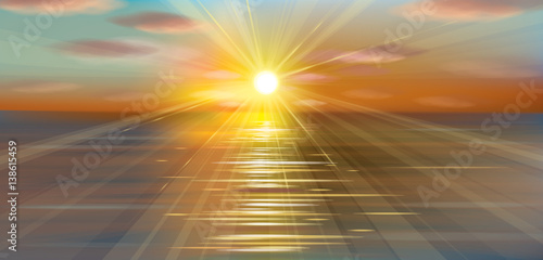 Vector  sunset   sea background.