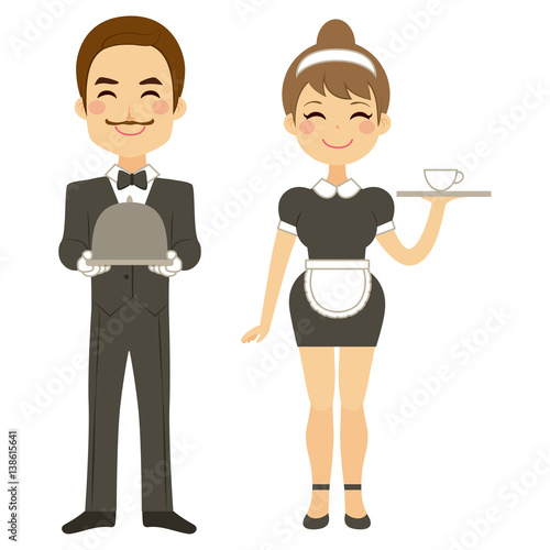 Butler holding silver tray ...