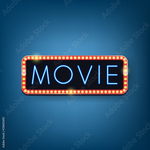 Movie billboard with neon l...