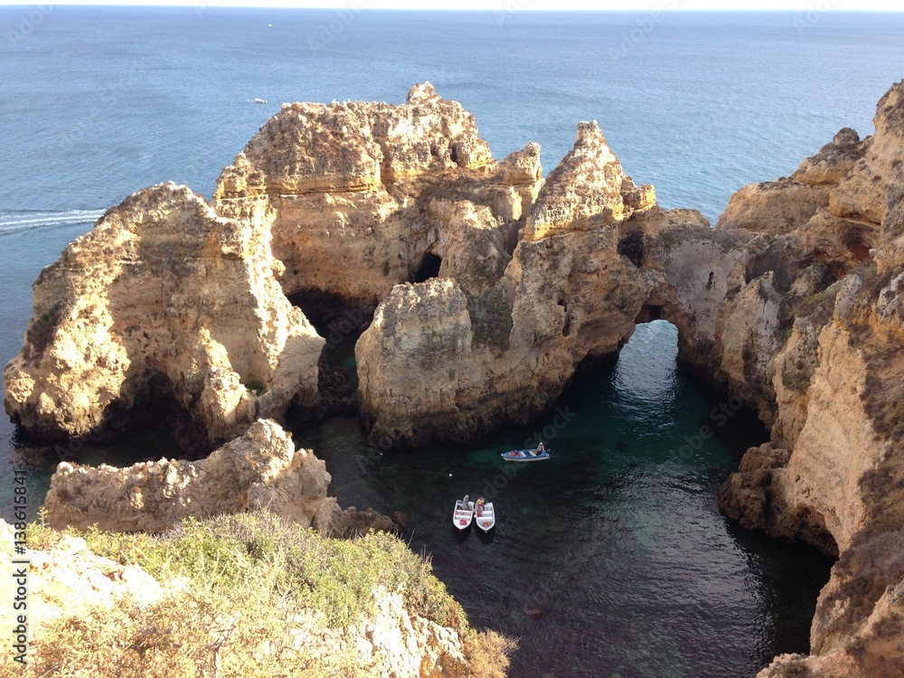Rock formation near Lagos, Algarve in Portugal