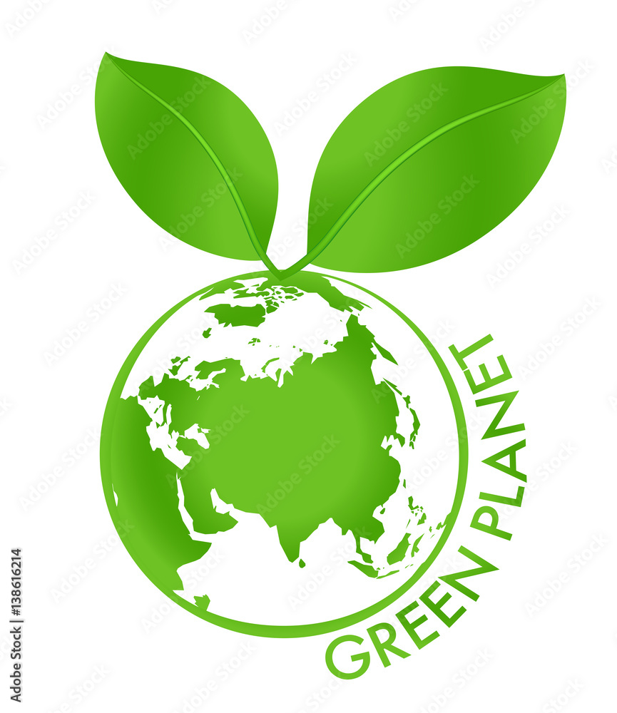 green leaves on a green planet. vector concept green leaves on a green planet. vector concept