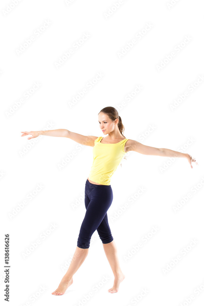 Sport woman doing exercise isolated.