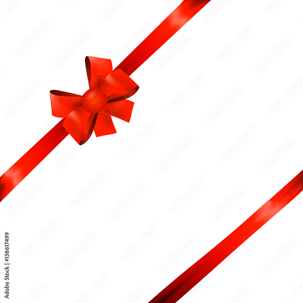 red ribbon bow for packaging, postcards, on a white background red ribbon bow for packaging, postcards, on a white background