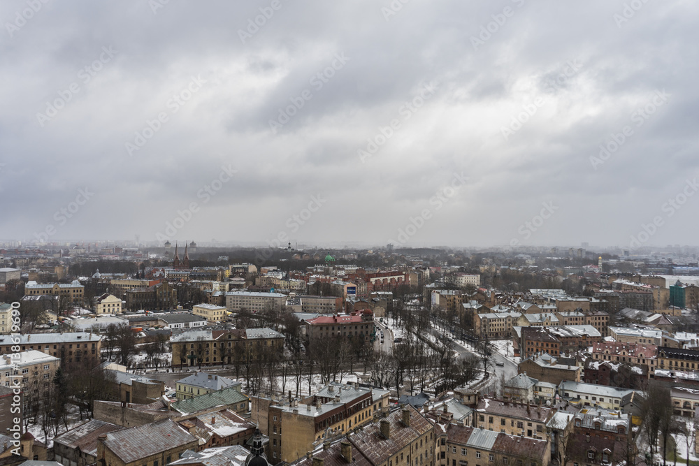 Panorama of Riga city Latvia,in winter day