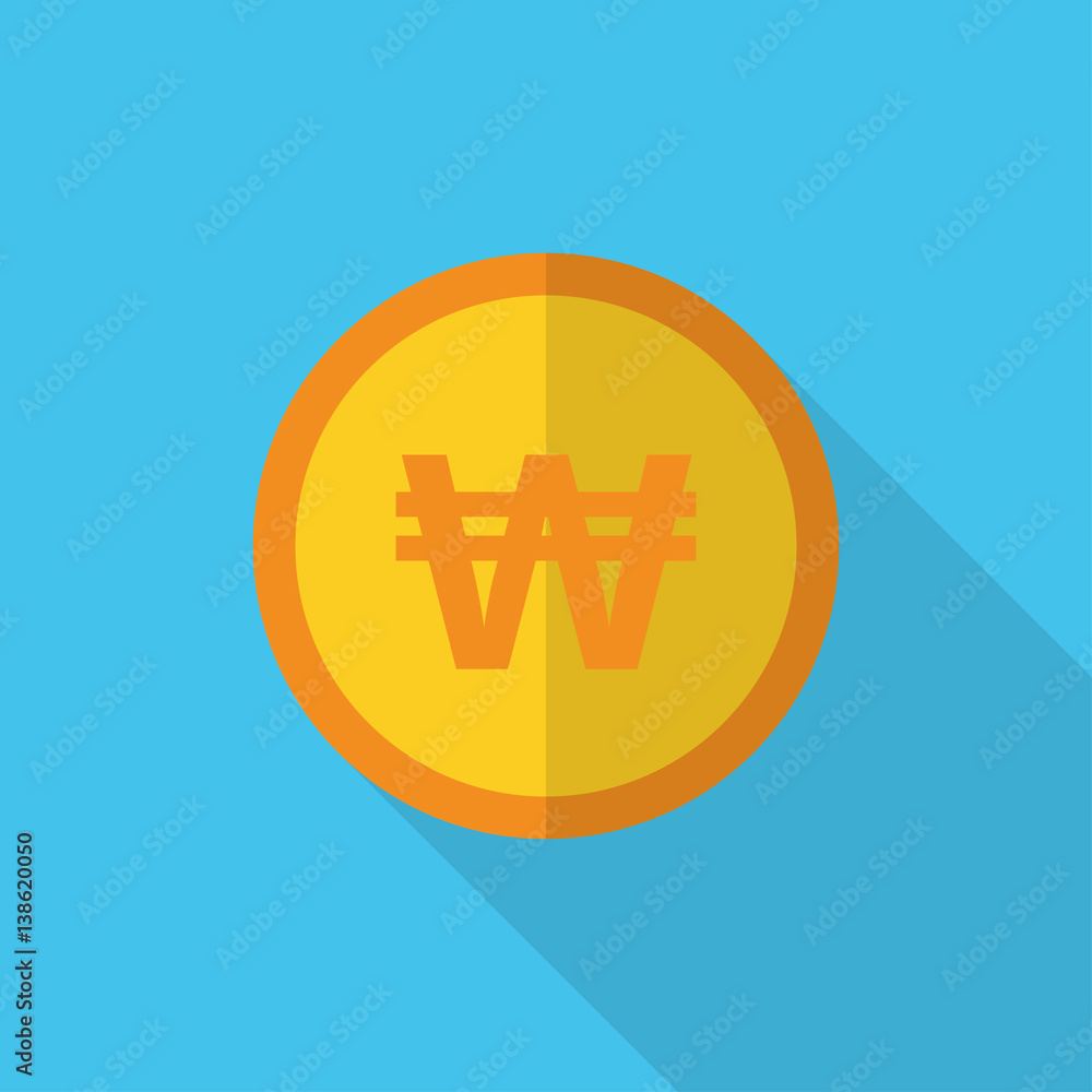 currency symbol on gold coin Won of Korea currency symbol on gold coin Won of Korea