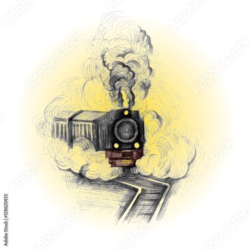 retro train, vintage vector symbol, emblem, label template