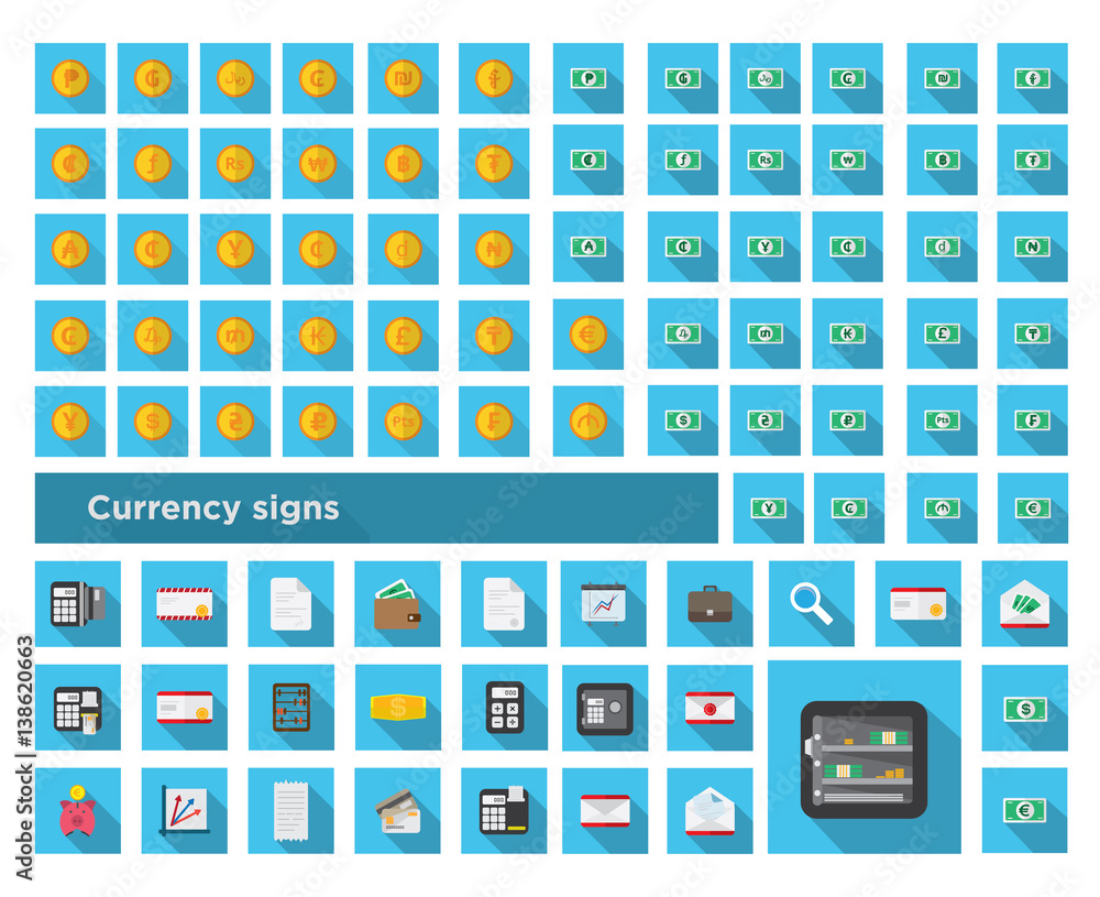 set icons color finance and set currency symbol set icons color finance and set currency symbol