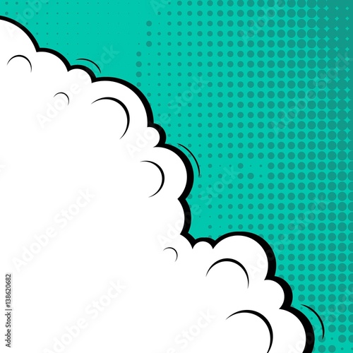 Abstract creative concept vector comic pop art style blank, layout template with clouds beams and isolated dots background. For sale banner, empty speech bubble set, illustration halftone book design.