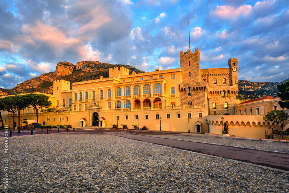 The Prince's Palace of Monaco on sunrise