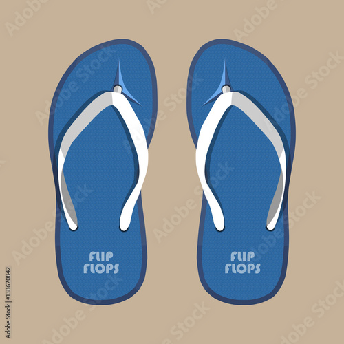 Pair of blue summer flip flops rubber shoes