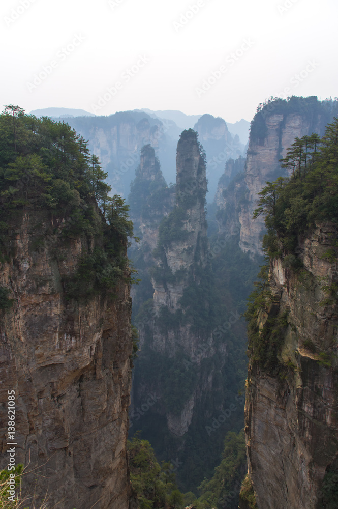 Unreal mountain peak in the early morning in China National park
