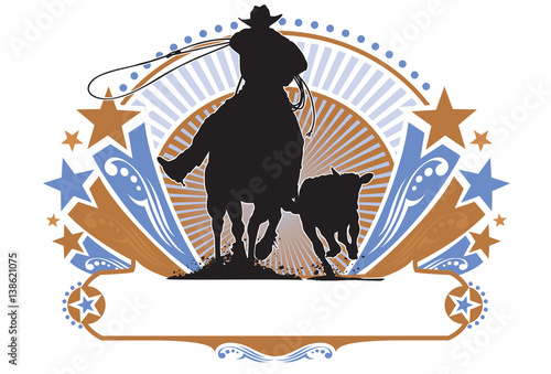 Rodeo calf roper logo poster or t-shirt design