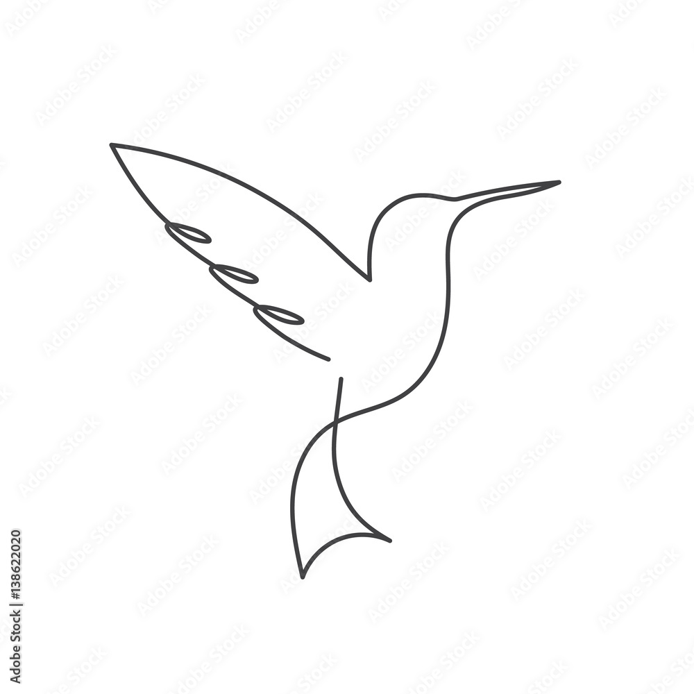 Continuous line bird White one line drawing Continuous line bird White one line drawing