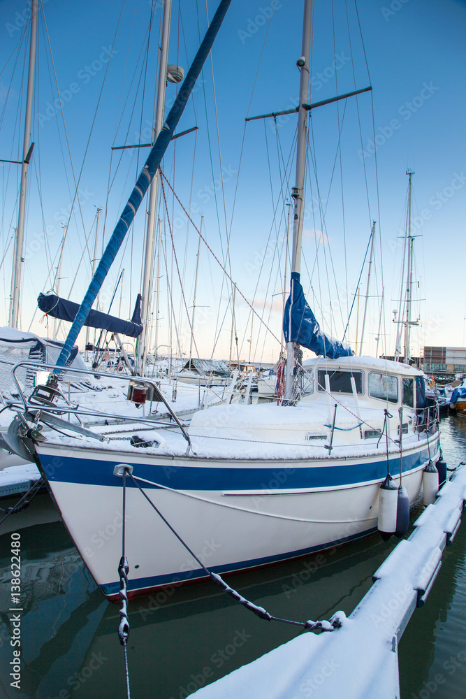 Winter view of a marina in Trondheim Grilstad Winter view of a marina in Trondheim Grilstad