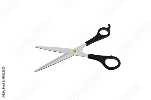 Drawing of a barber scissors on a white background, vector illustration