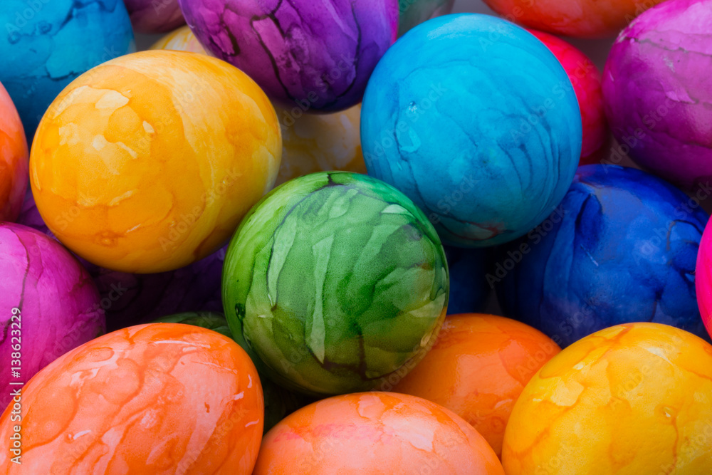 Easter eggs painted in colors on a white background. Easter eggs painted in colors on a white background.