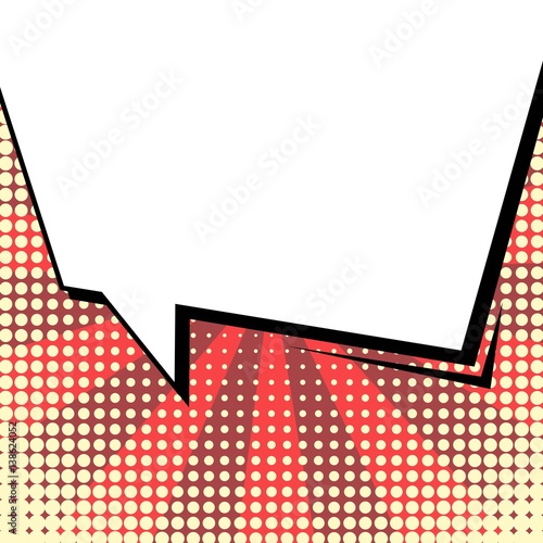 Abstract creative concept vector comic pop art style blank, layout template with clouds beams and isolated dots background. For sale banner, empty speech bubble set, illustration halftone book design.