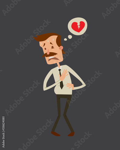Businessman heart risk man heart attack stress infarct vector illustration smoking drinking alcohol harmful depression dizziness health problems