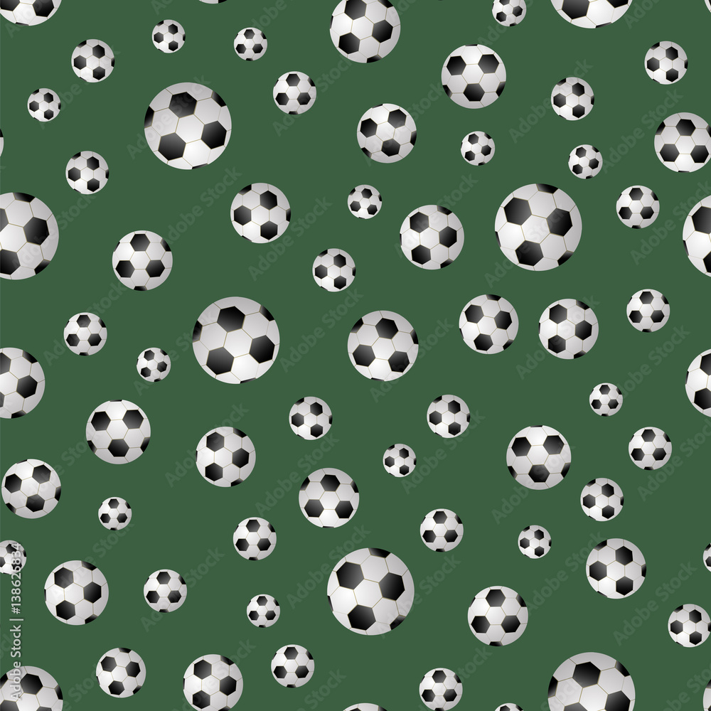 Soccer Ball Seamless Pattern on Green Background Soccer Ball Seamless Pattern on Green Background
