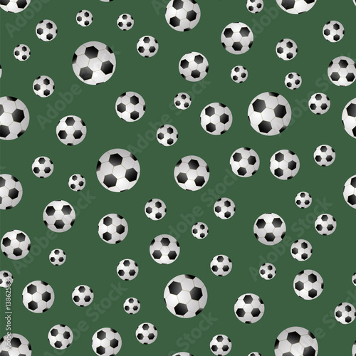 Soccer Ball Seamless Pattern on Green Background